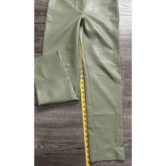 Wilfred Aritzia Melina Pants Size 2 Green Vegan Leather High Rise Straight Leg - Picture 6 of 9